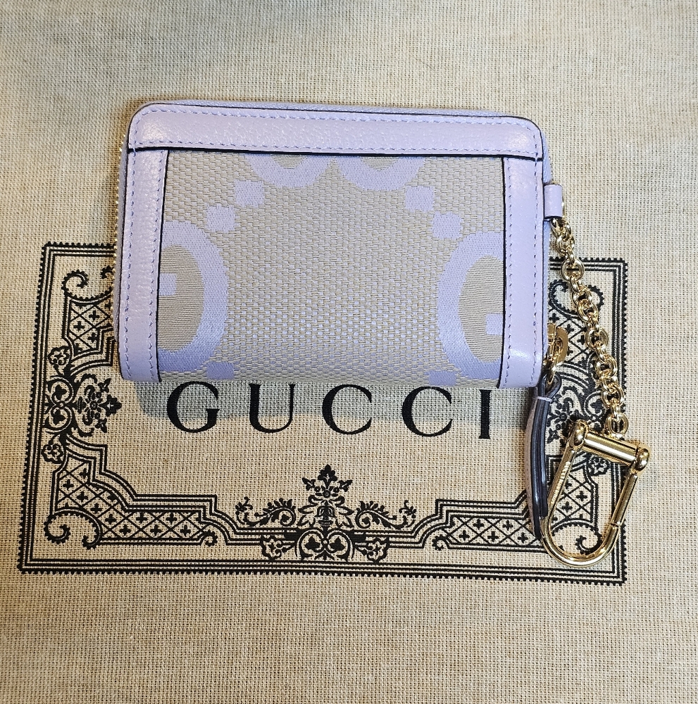 GUCCI MONOGRAM JUMBO GG TEXTURED DOLLAR CALFSKIN OPHIDIA KEY CARD CASE - Picture 2 of 6